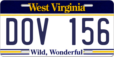 WV license plate DOV156