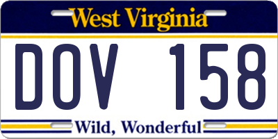 WV license plate DOV158