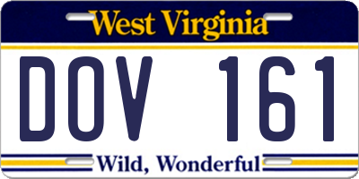 WV license plate DOV161