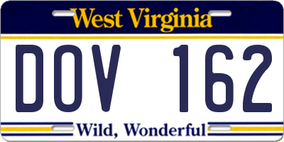 WV license plate DOV162