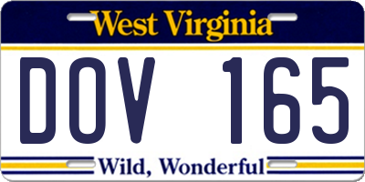 WV license plate DOV165