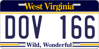 WV license plate DOV166