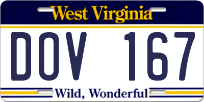 WV license plate DOV167