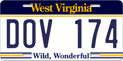 WV license plate DOV174