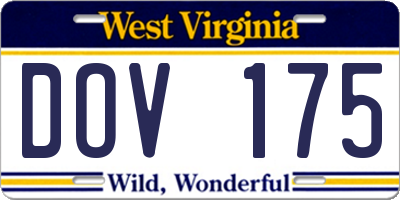 WV license plate DOV175