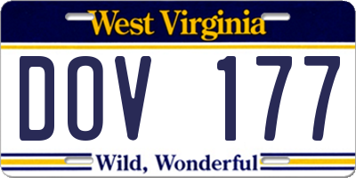 WV license plate DOV177