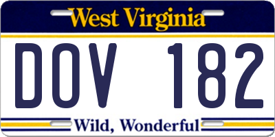 WV license plate DOV182