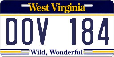 WV license plate DOV184