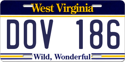 WV license plate DOV186