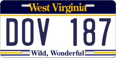 WV license plate DOV187