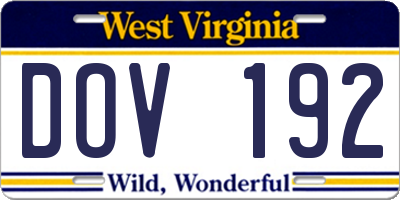 WV license plate DOV192