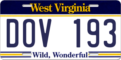 WV license plate DOV193