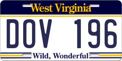 WV license plate DOV196