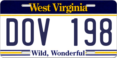 WV license plate DOV198