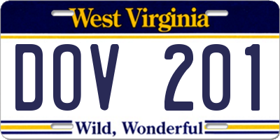 WV license plate DOV201