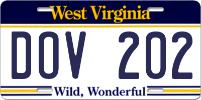 WV license plate DOV202