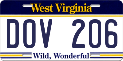 WV license plate DOV206