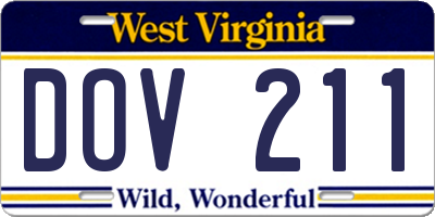 WV license plate DOV211