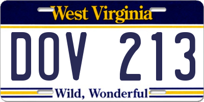 WV license plate DOV213