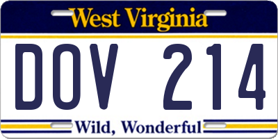 WV license plate DOV214