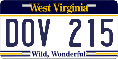 WV license plate DOV215
