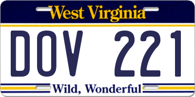 WV license plate DOV221