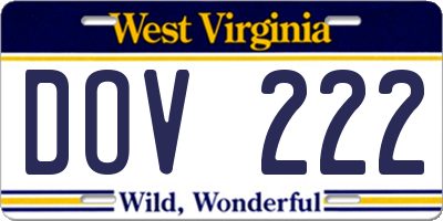 WV license plate DOV222