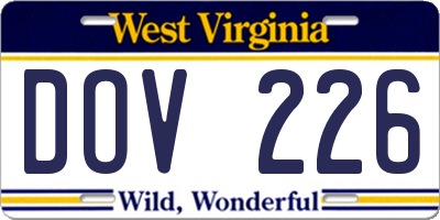 WV license plate DOV226
