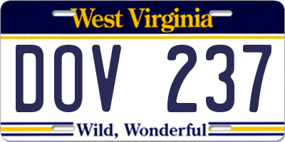 WV license plate DOV237