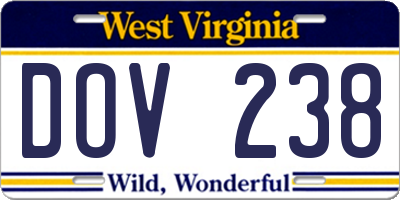 WV license plate DOV238