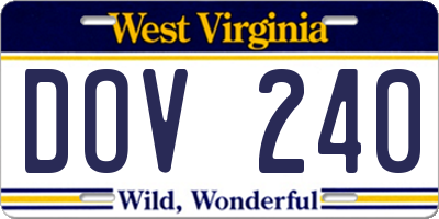 WV license plate DOV240