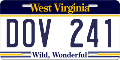WV license plate DOV241
