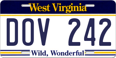 WV license plate DOV242