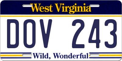 WV license plate DOV243