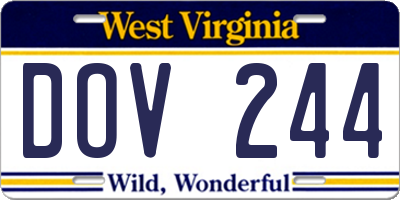 WV license plate DOV244
