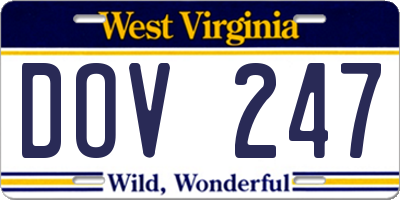 WV license plate DOV247