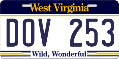 WV license plate DOV253