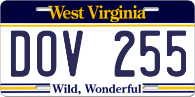 WV license plate DOV255