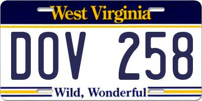 WV license plate DOV258