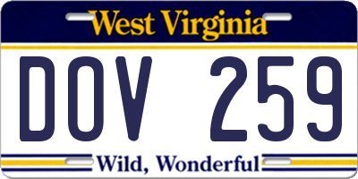 WV license plate DOV259