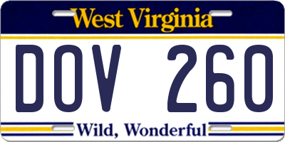 WV license plate DOV260
