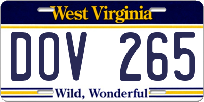 WV license plate DOV265