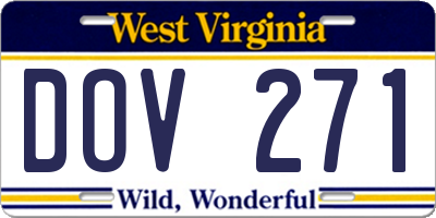 WV license plate DOV271