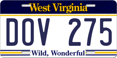 WV license plate DOV275