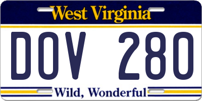 WV license plate DOV280