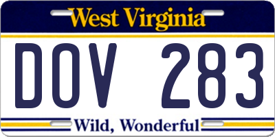 WV license plate DOV283