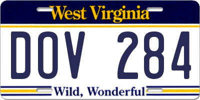 WV license plate DOV284