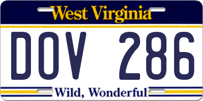 WV license plate DOV286