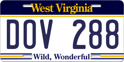 WV license plate DOV288