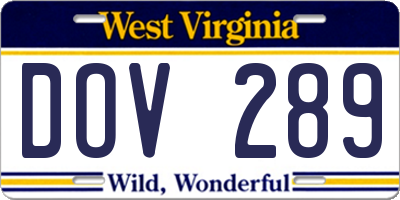 WV license plate DOV289